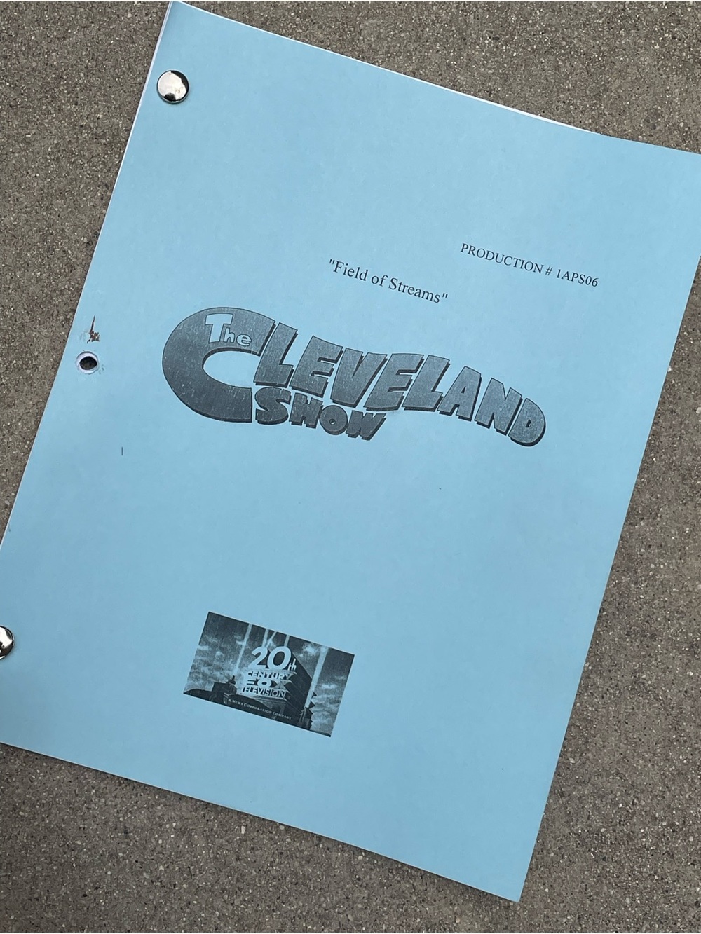 The Cleveland Show 2008 Field of Steams Production Used Table Draft Script
